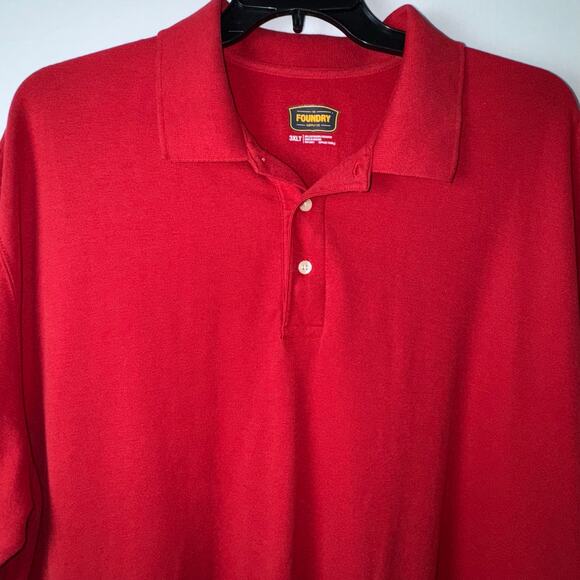 Foundary Men Big &‎ Tall Collard Polo Solid Shirt Short Sleeve Size 3XLT Red - Picture 7 of 8